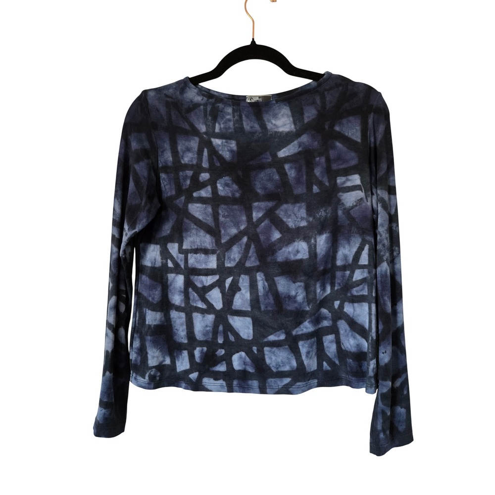 Annie Turbin 1 Long Sleeve Top Womens Blue Abstract Art To Wea Bohemian